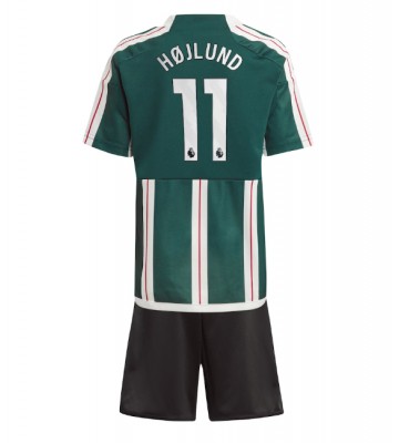 Manchester United Rasmus Hojlund #11 Replica Away Stadium Kit for Kids 2023-24 Short Sleeve (+ pants)